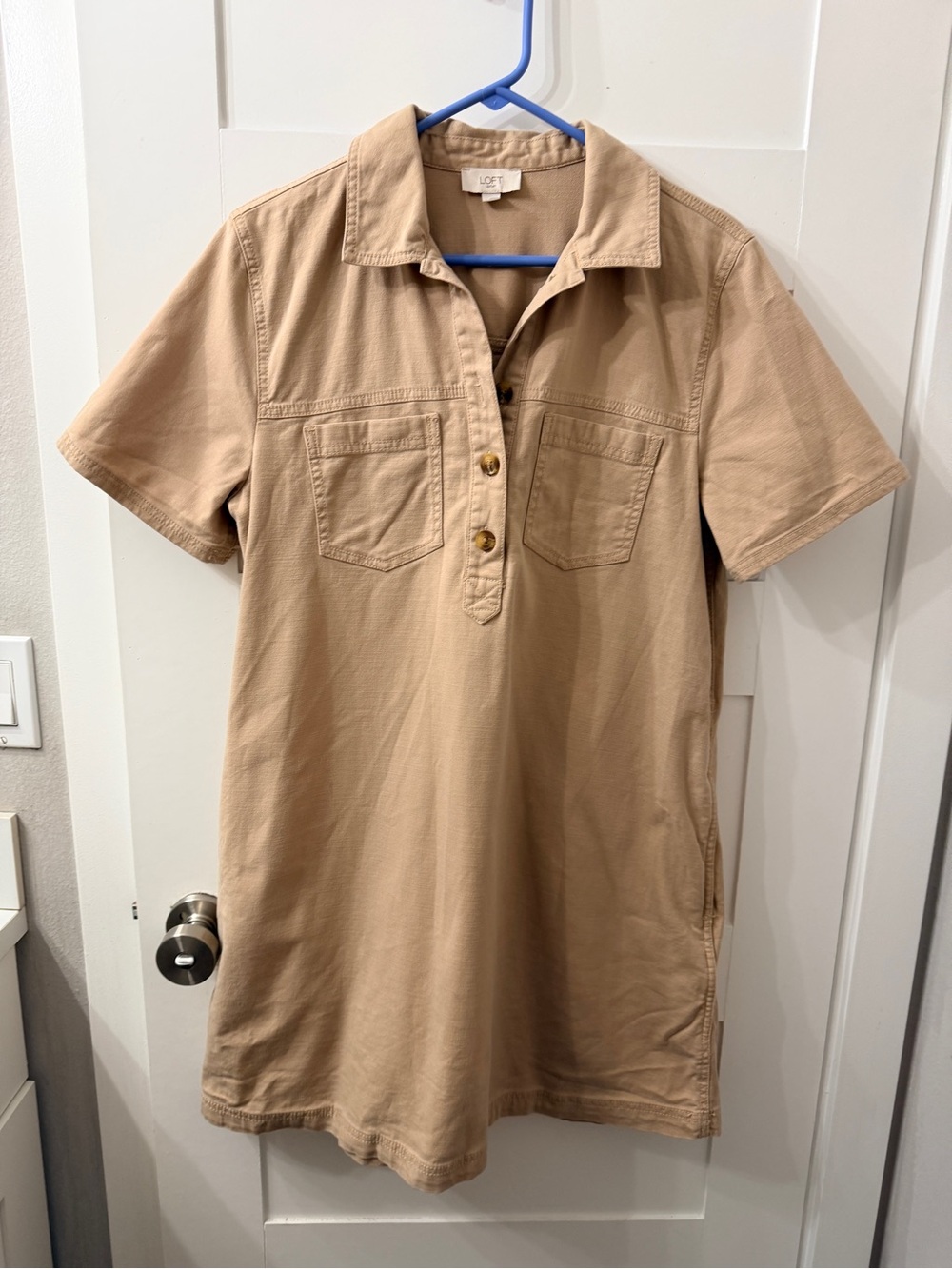 LOFT khaki cotton shirt dress